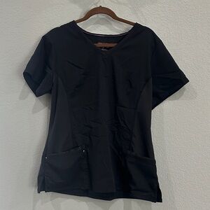 Healing Hands Black Short Sleeve V-Neck nursing scrub Top